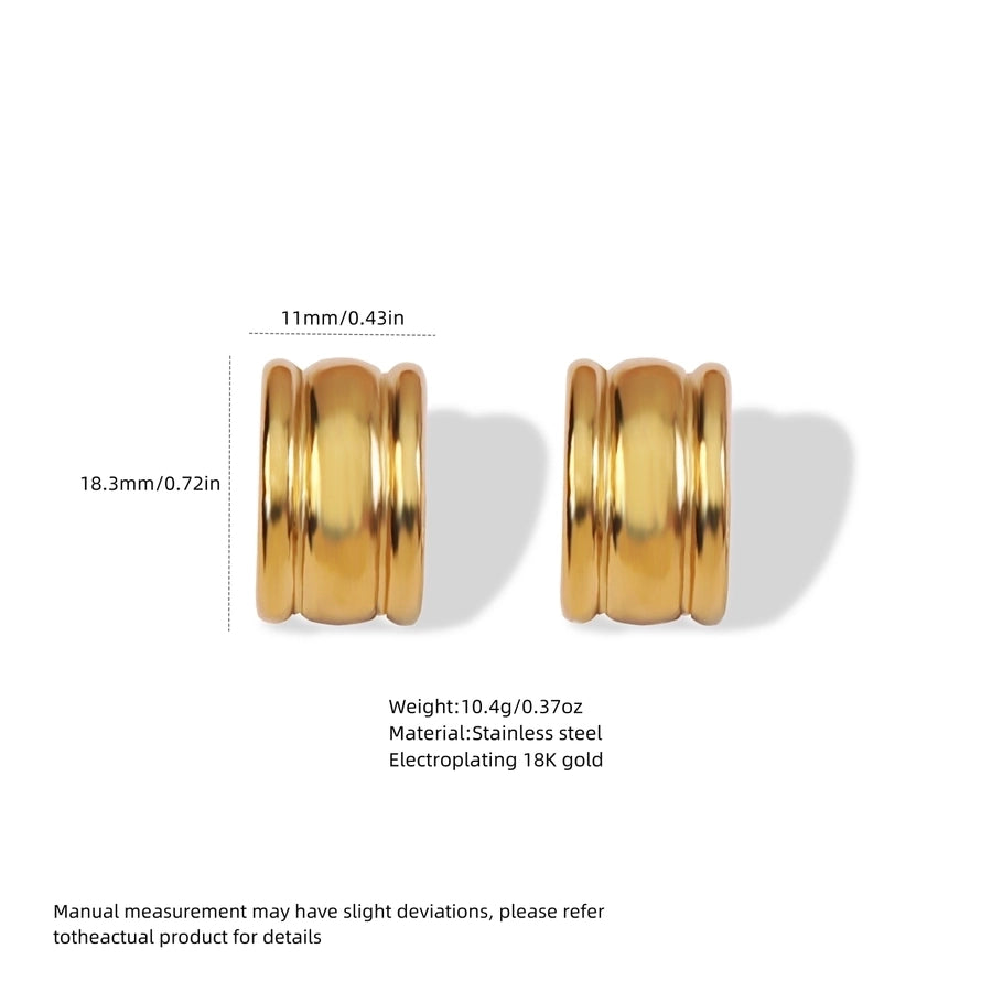 C Shape Plating Earrings [304 Stainless Steel,18K Gold Plated]