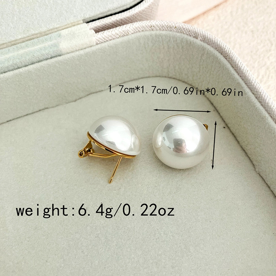 Large Pearl Earrings [304 Stainless Steel,14K Gold Plated]