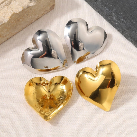 Pendientes en forma de corazón [304 acero inoxidable, 18k dorado chapado]