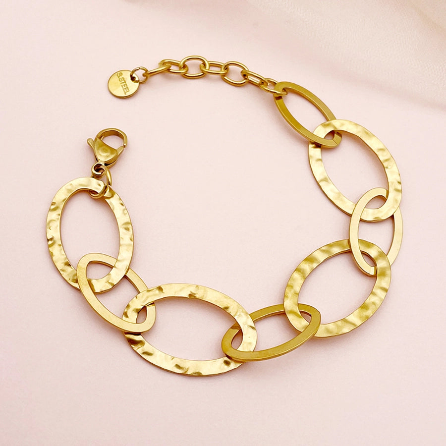 Ovales Kettenarmband [304 Edelstahl, 14K Gold plattiert]