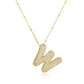 Gold Rhinestones Letter Necklace [304 Stainless Steel]