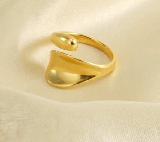 Anello geometrico [acciaio inossidabile 304, oro 18K placcato]