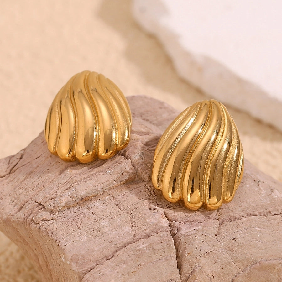 Wavy Stripes Earrings [304 Stainless Steel,18K Gold Plated]