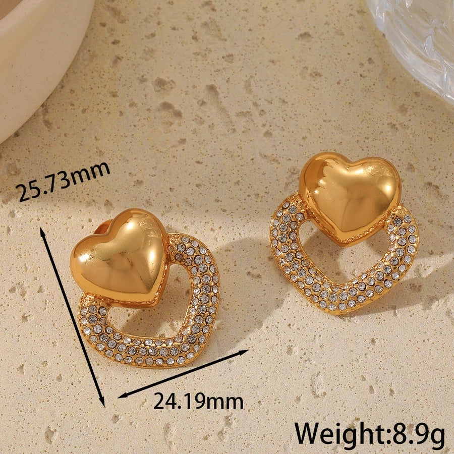 Heart Shape Twist Earrings [304 Stainless Steel 18K Gold Plated]