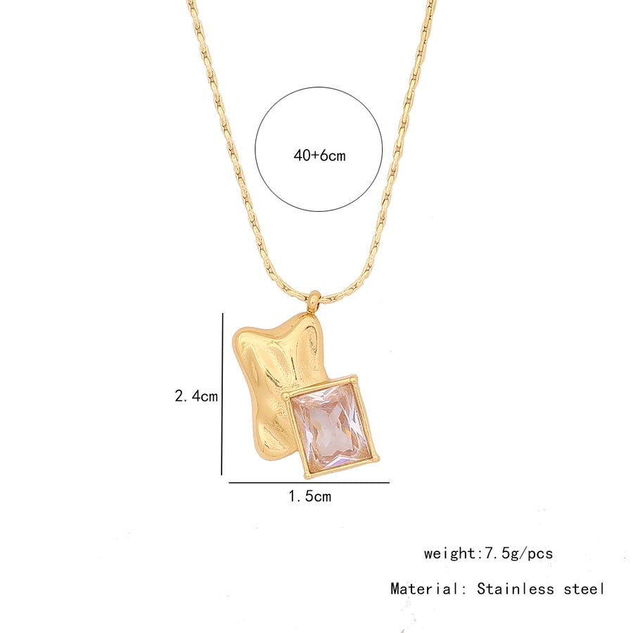 Gioielli in stile Ig Compito geometrico farfalla 304 in acciaio inossidabile zircone da 18k dollari intali oro