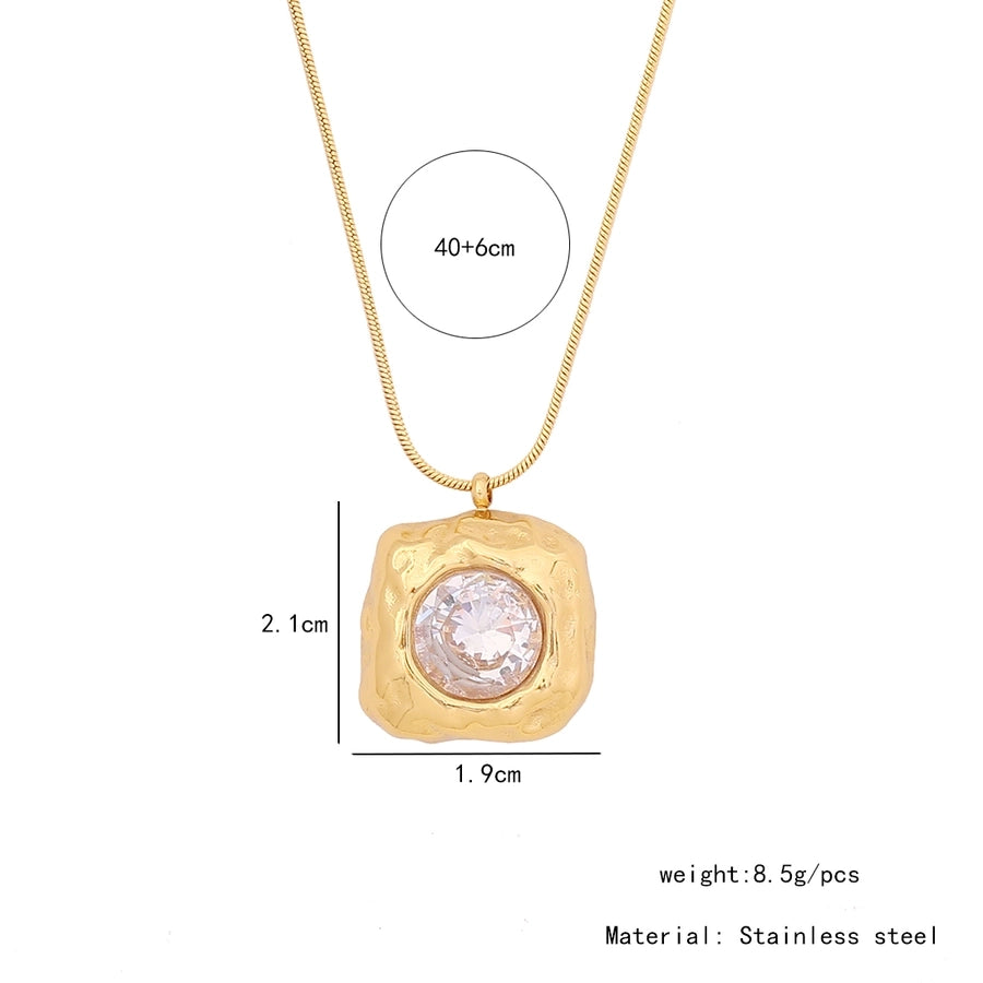 Smykker IG Style Pendler Geometrisk sommerfugl 304 Rustfrit stål Zircon 18K Goldbelagt indlæg øreringe halskæde