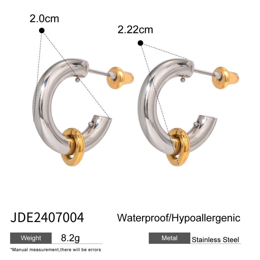 C de boucles d'oreilles en or argenté en argent [304 en acier inoxydable]