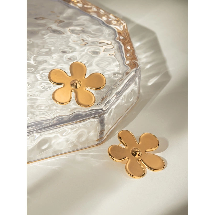 Flat Flower Earrings [304 Stainless Steel]