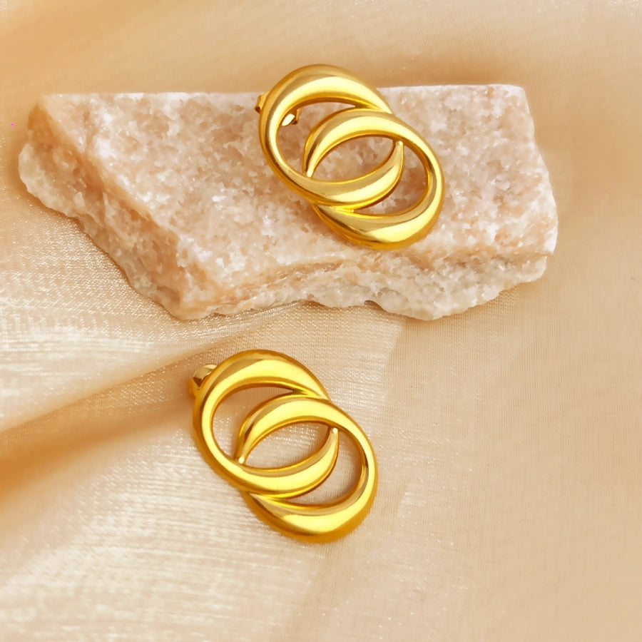 Double Round Earrings [304 Stainless Steel,18K Gold Plated]