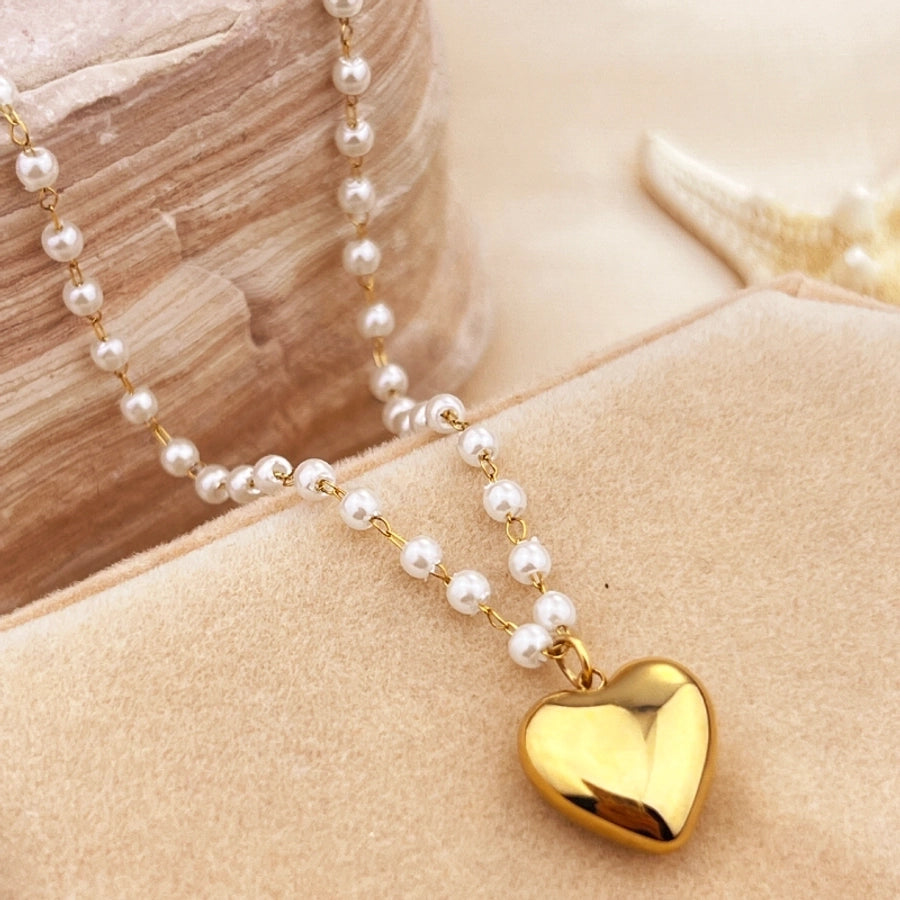 Heart Shape Necklace [304 Stainless Steel,18K Gold Plated]