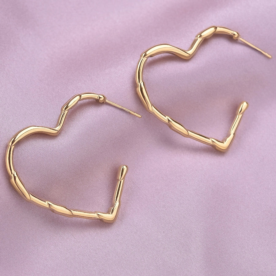 Hollow Heart Shape Hoop Earrings [304 Stainless Steel]