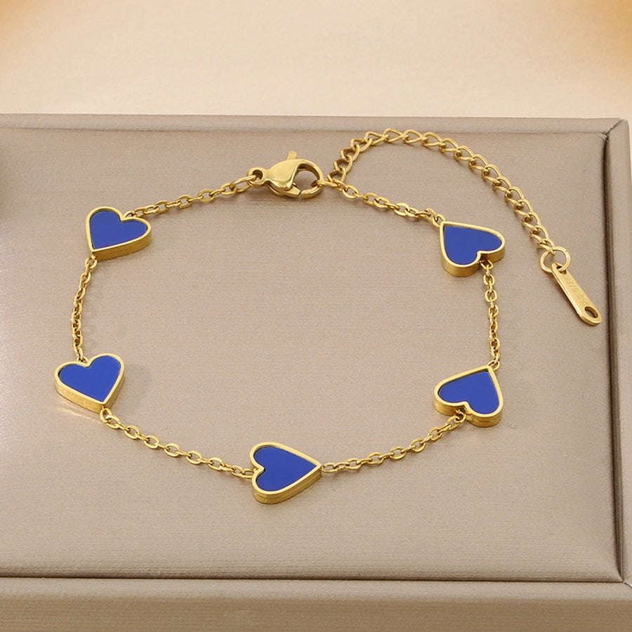 Acrylic Heart Cable Chain Bracelets [304 Stainless Steel,18K Gold Plated]