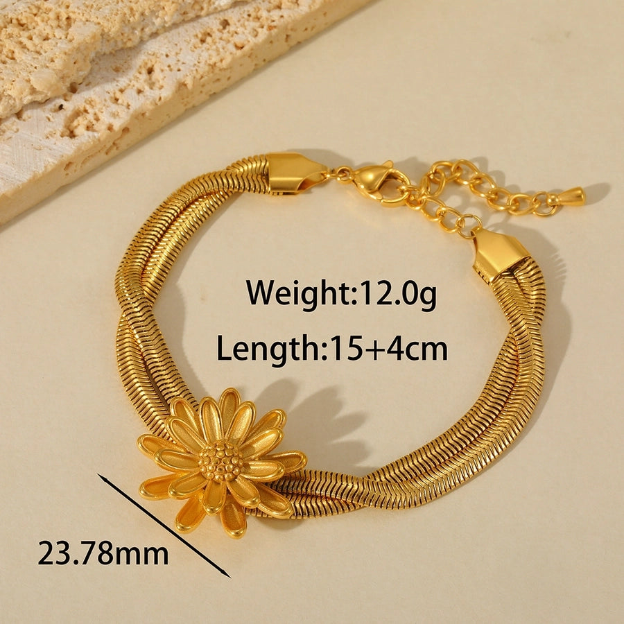 Sun Starfish Flower Bracelets  [304 Stainless Steel,18K Gold Plated]