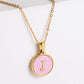 Pink Shell Letter Necklaces [304 Stainless Steel,18K Gold Plated]