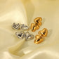 Double Heart Shape Polishing Earrings [304 Stainless Steel,18K Gold Plated]