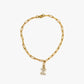 Letter Link Chain Anklet [316L Stainless Steel, 18K Gold Plated]