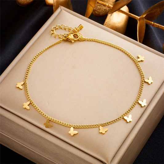 Butterfly Anklet [304 Rustfritt stål, 18K gullbelagt]