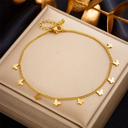 Anklet farfalla [acciaio inossidabile 304, oro 18K placcato]