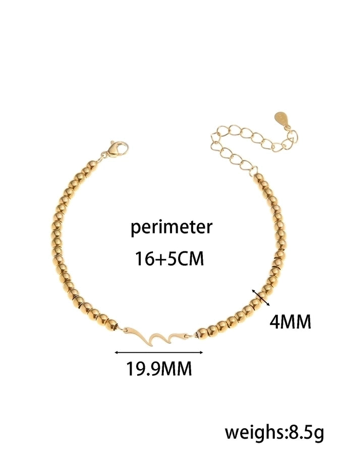 Wave Beaded Bracelet [304 Stainless Steel, 18K Gold Plated]