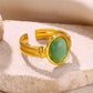 Estilo vintage Oval Opal Inclay Open Ring [304 Aço inoxidável]