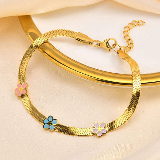 Flower/Butterfly Bracelets [201 Stainless Steel,18K Gold Plated]