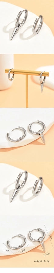 Asymmetrical drop earrings Set [Stainless Steel]