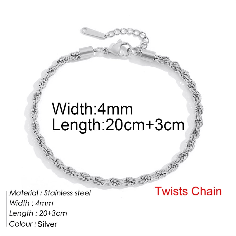 Twist Rope Chain Anklet [304 Stainless Steel, 14K Gold Plated]