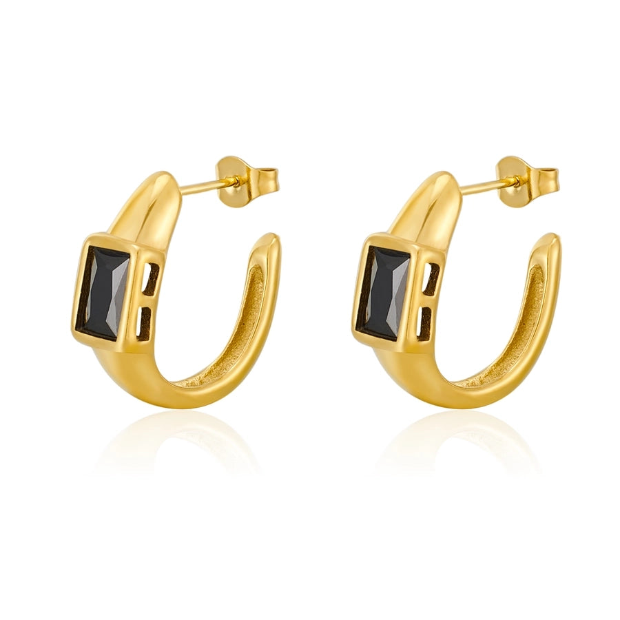 Baroque Style Ear Studs [304 Stainless Steel,18K Gold Plated]