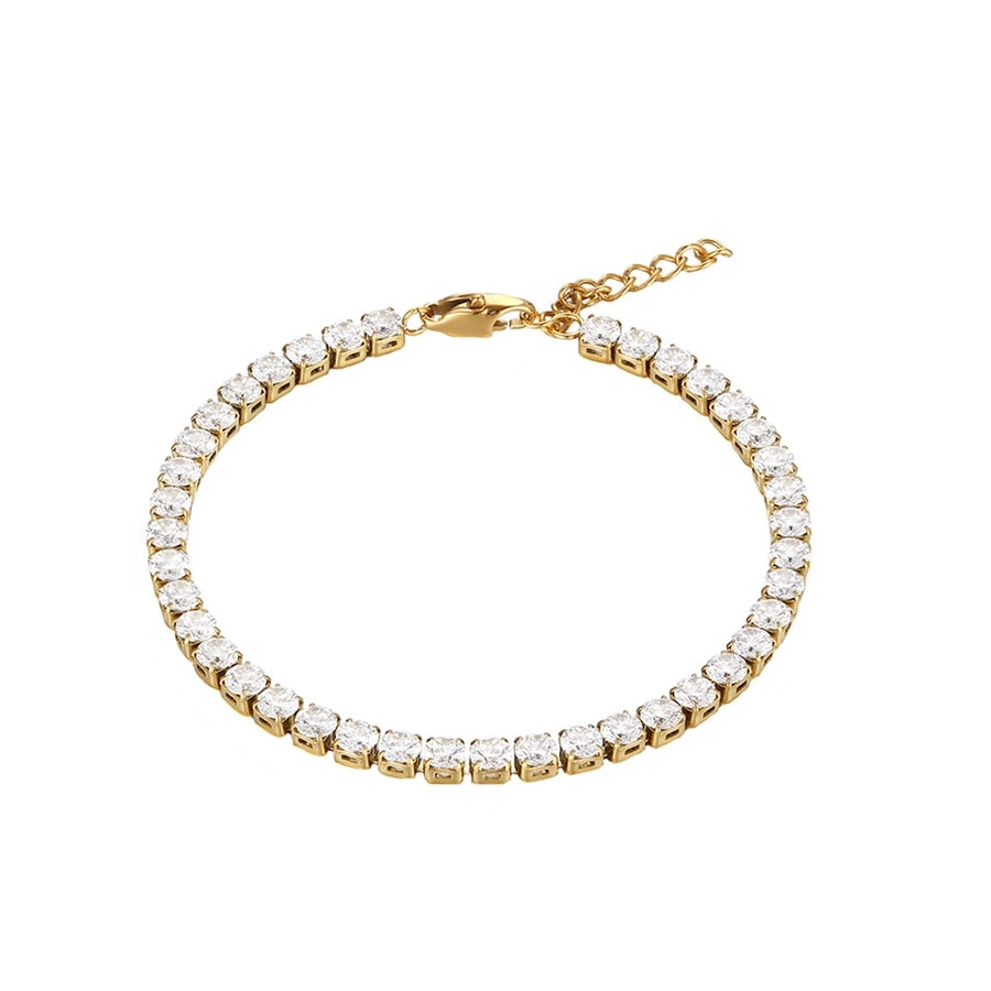 Square Zircon Chain Bracelet [304 Stainless Steel,18K Gold Plated]