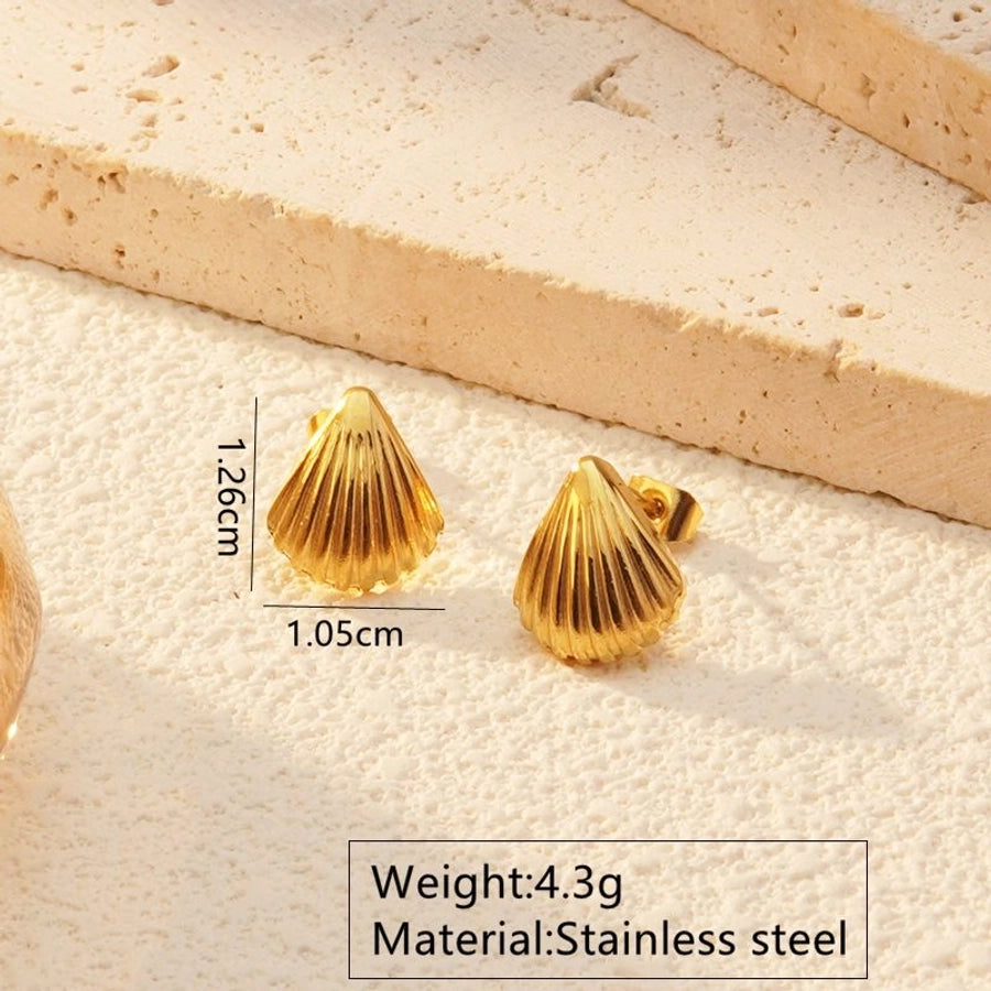 Marine Style Shell Earrings [304 Stainless Steel,18K Gold Plated]