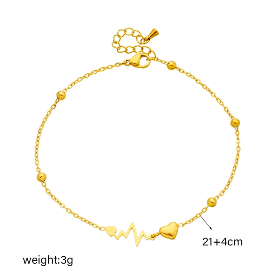 Electrocardiogram Anklet [304 Stainless Steel, 18K Gold Plated]