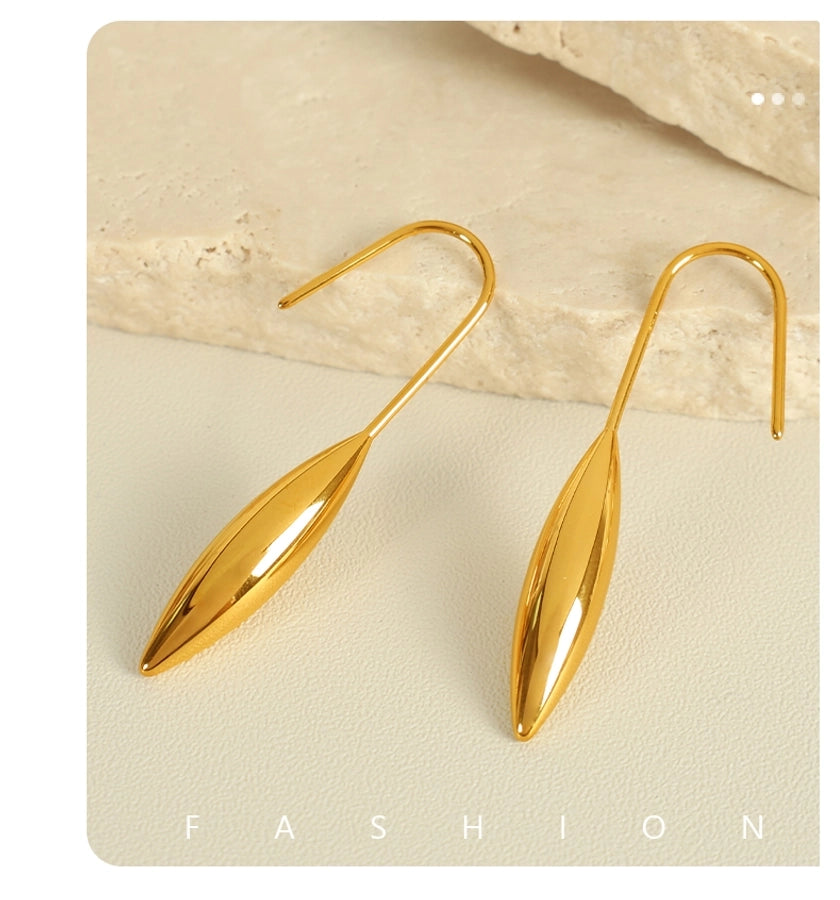 Water Droplets Gourd Hook Earrings [304 Stainless Steel,18K Gold Plated]