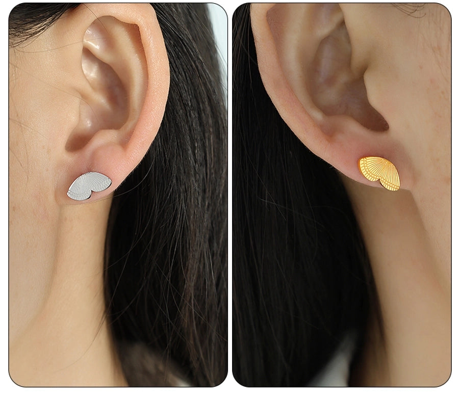 Butterfly White shell Earrings [304 Stainless Steel]