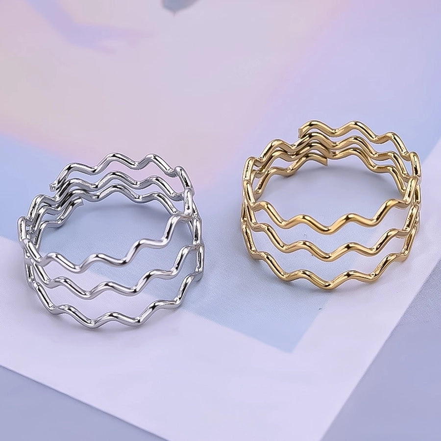 Multi Lines Ring [304 Stainless Steel, 18K Gold Plated]