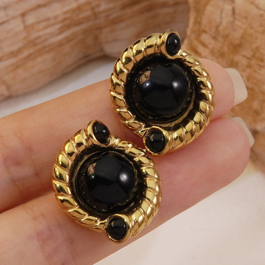 Vintage Style Acrylic Earrings [304 Stainless Steel,18K Gold Plated]