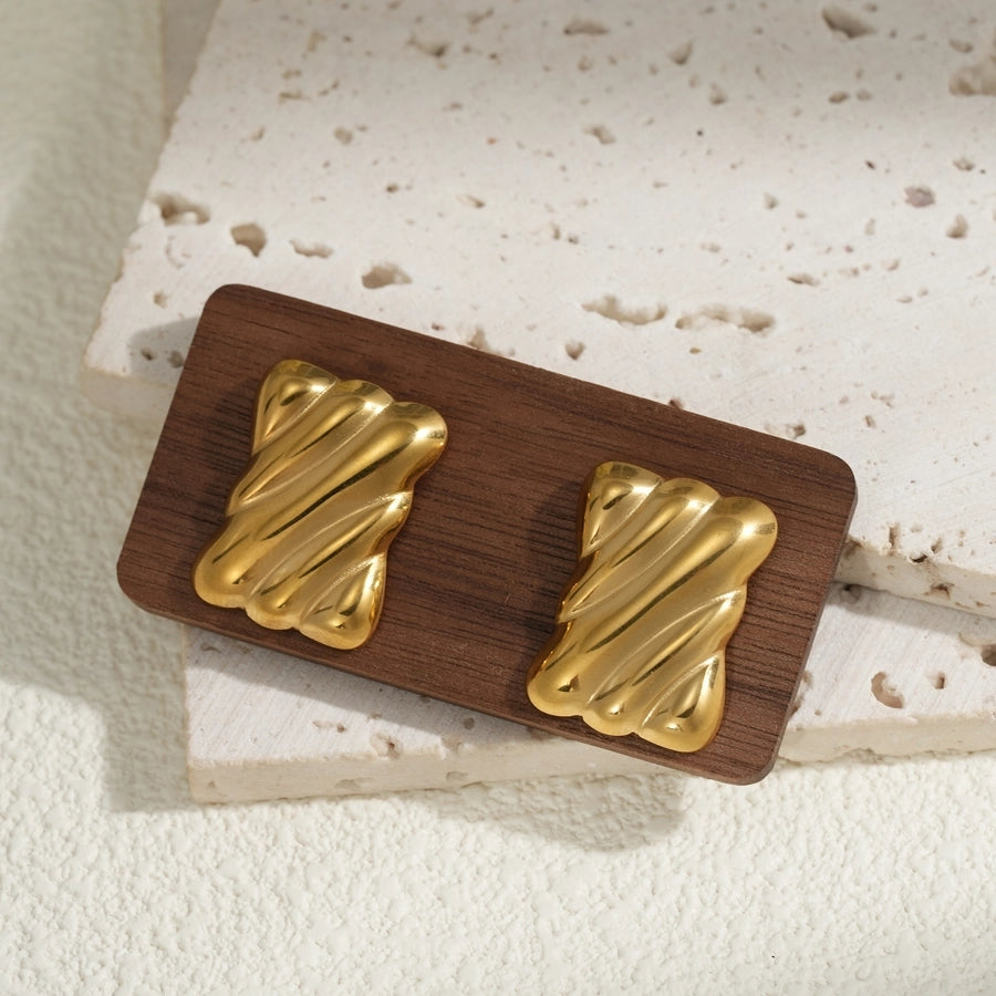 Lines Stud Earrings [304 Stainless Steel,18K Gold Plated]