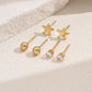 Star Zircon Earrings Set [201 Stainless Steel, 18K Gold Plated]