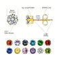 Round Colored Rhinestone Stud Earrings [304 Stainless Steel,18K Gold Plated]