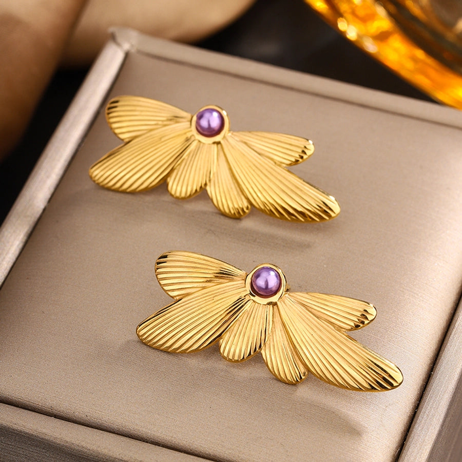 Wings Agate Turquoise Earrings [304 Stainless Steel,18K Gold Plated]