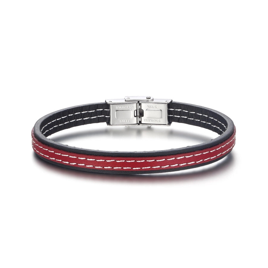 Casual Color Block Red Bracelet [304 Stainless Steel Pu Leather]