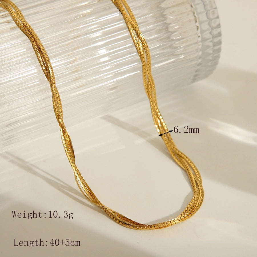 Three Strand Layered Necklace [304 Stainless Steel,18K Gold Plated]