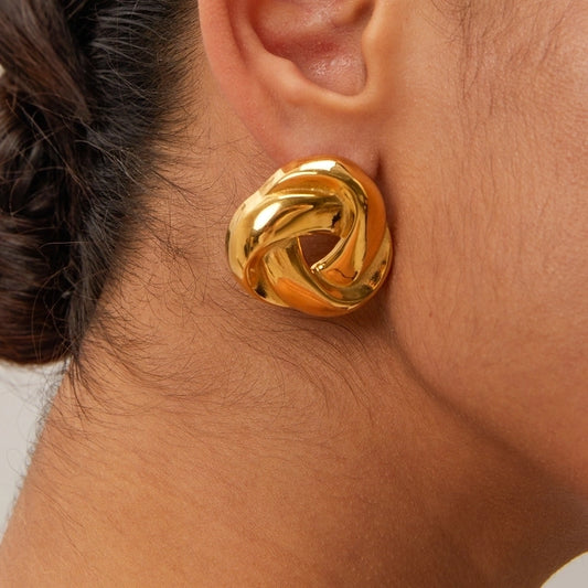 Pendientes de triángulo de remolino [304 acero inoxidable, 18k dorado chapado]