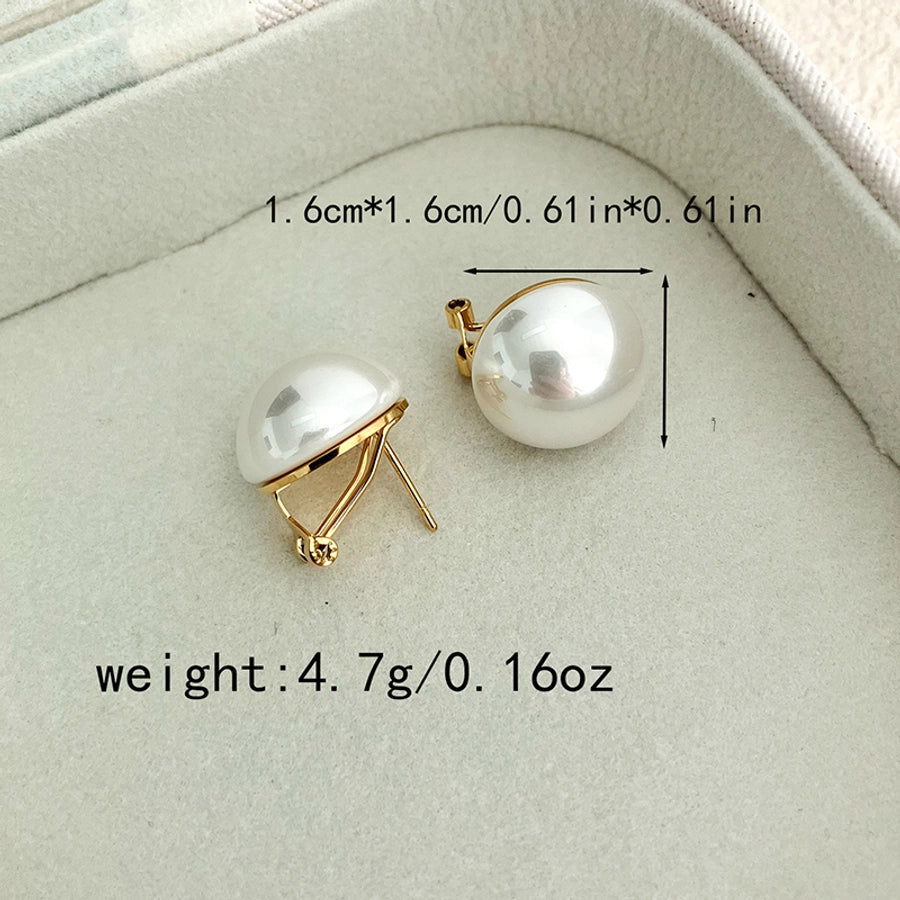 Large Pearl Earrings [304 Stainless Steel,14K Gold Plated]