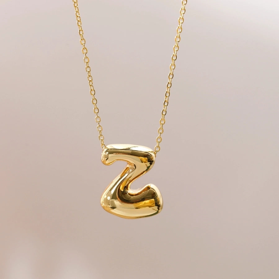 Letter Chain Pendant Necklace [304 Stainless Steel,18K Gold Plated]