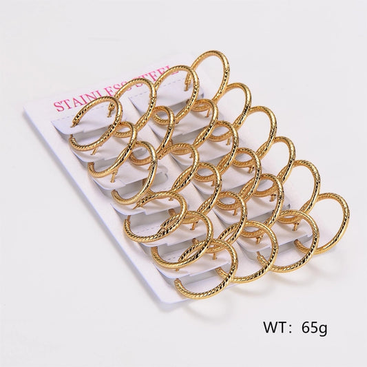 Pack of 12 Pairs Hoop Earrings [304 Stainless Steel,18K Gold Plated]