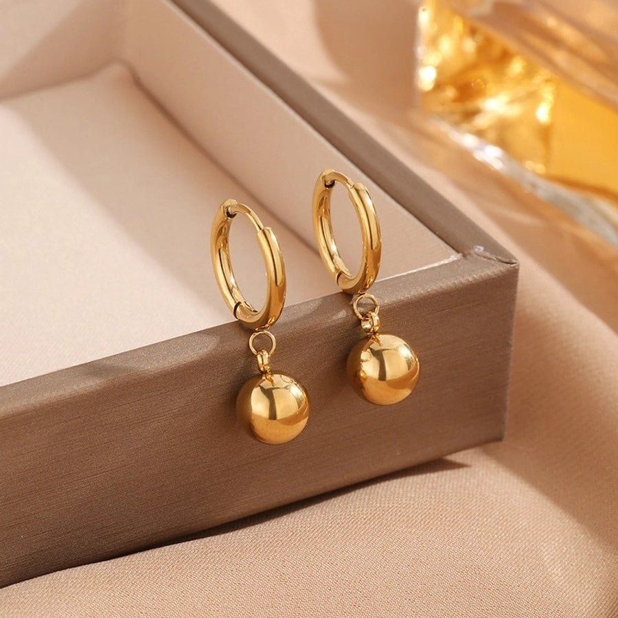 Gold Ball Earrings [304 Stainless Steel,18K Gold Plated]