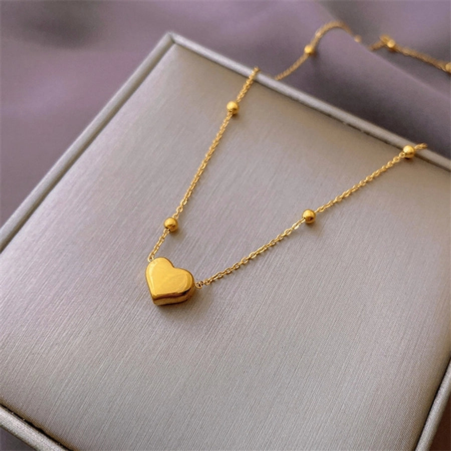 Collier de coeur [304 en acier inoxydable, 18 carats plaqués en or]