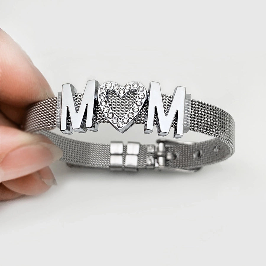 Mom Rhinestones Bracelet [Stainless Steel]