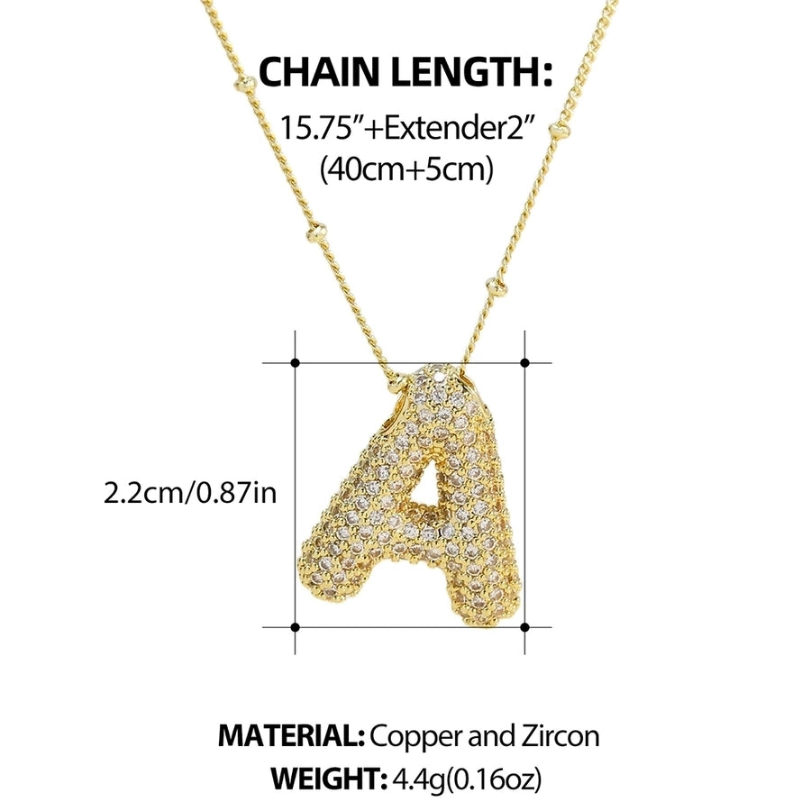 Gold Rhinestones Letter Necklace [304 Stainless Steel]