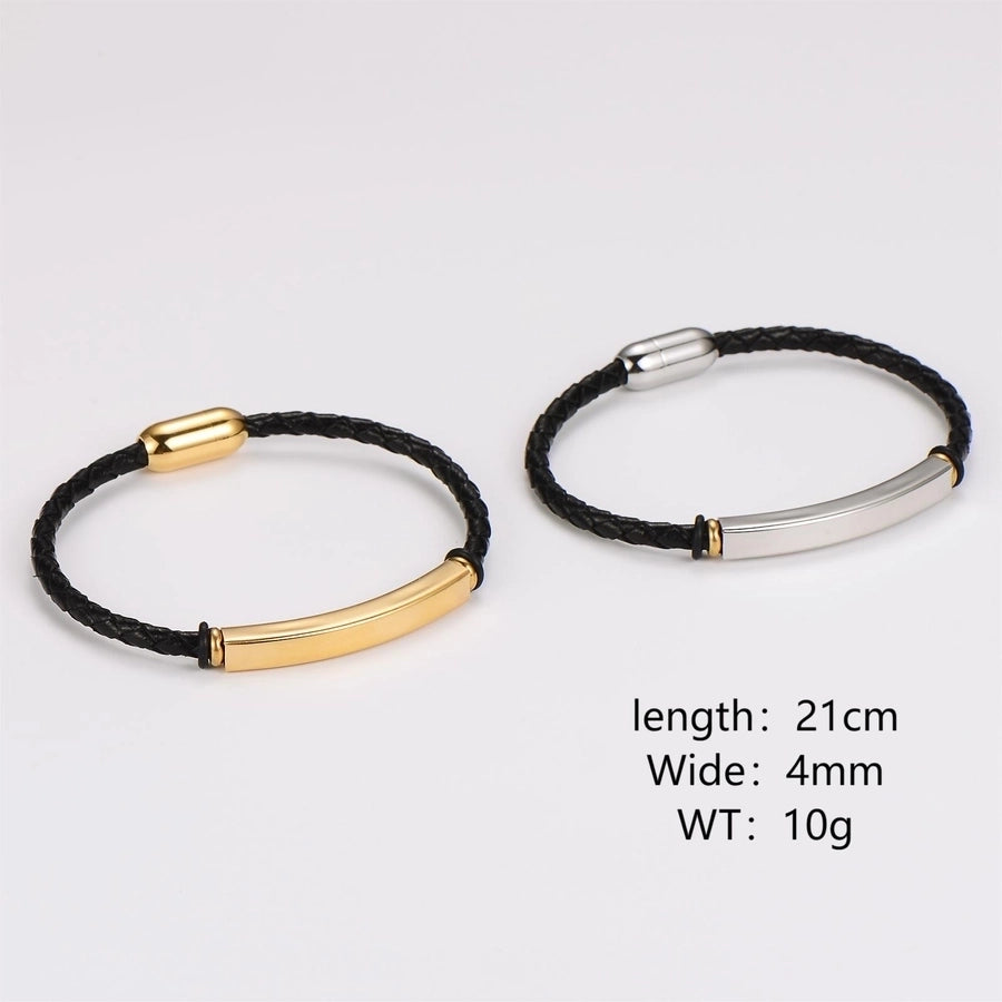 Leather Rope Color Block Bracelet [304 Stainless Steel]